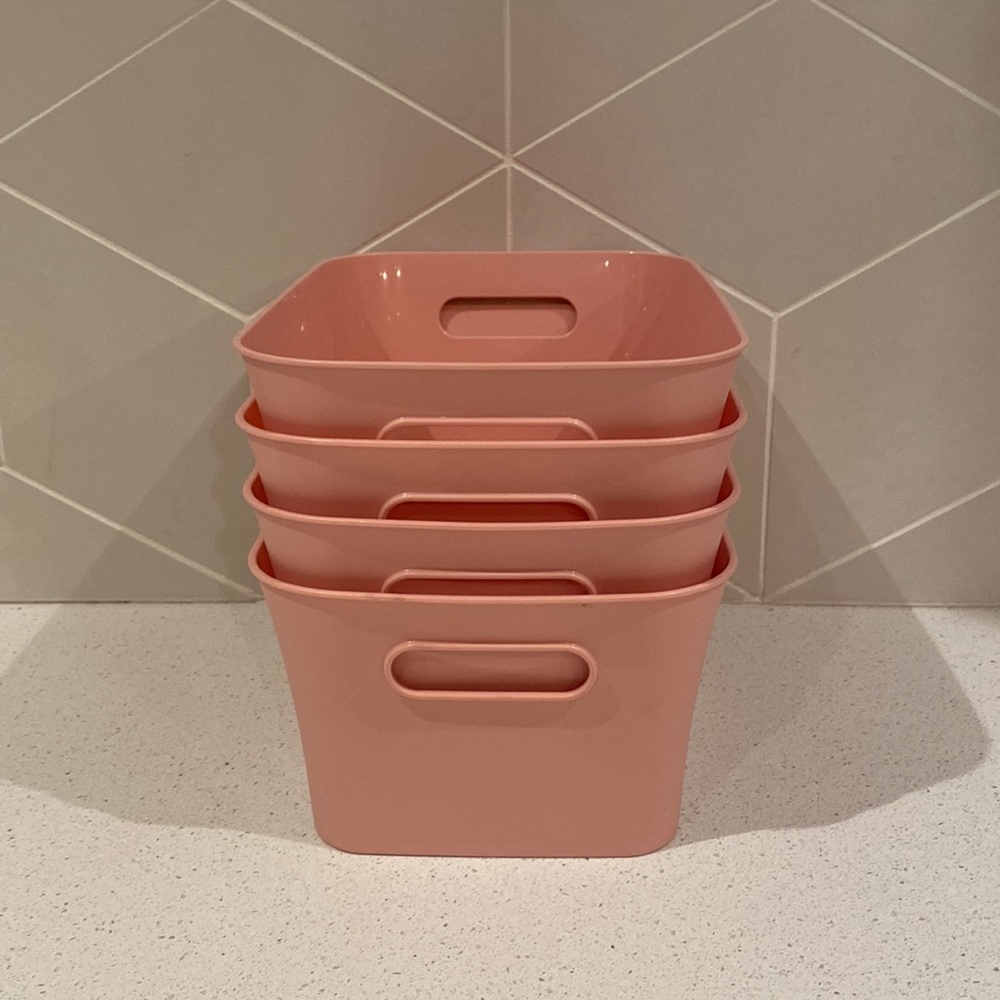 NWOT Pink Plastic Bins (4)